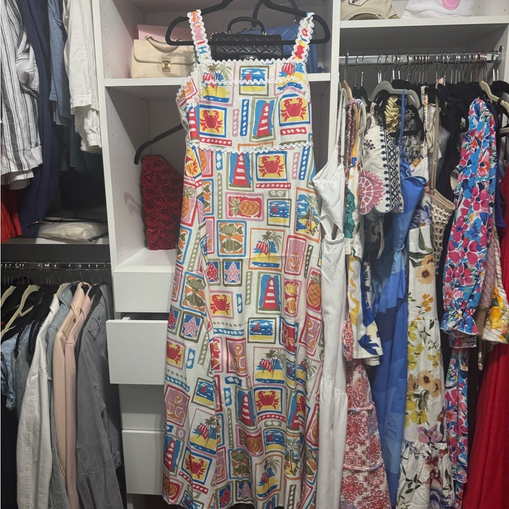 Commense Multicolor Tropical Print Maxi Dress
